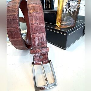 Torino  Crocodile-Embossed Leather Belt mens sz 36